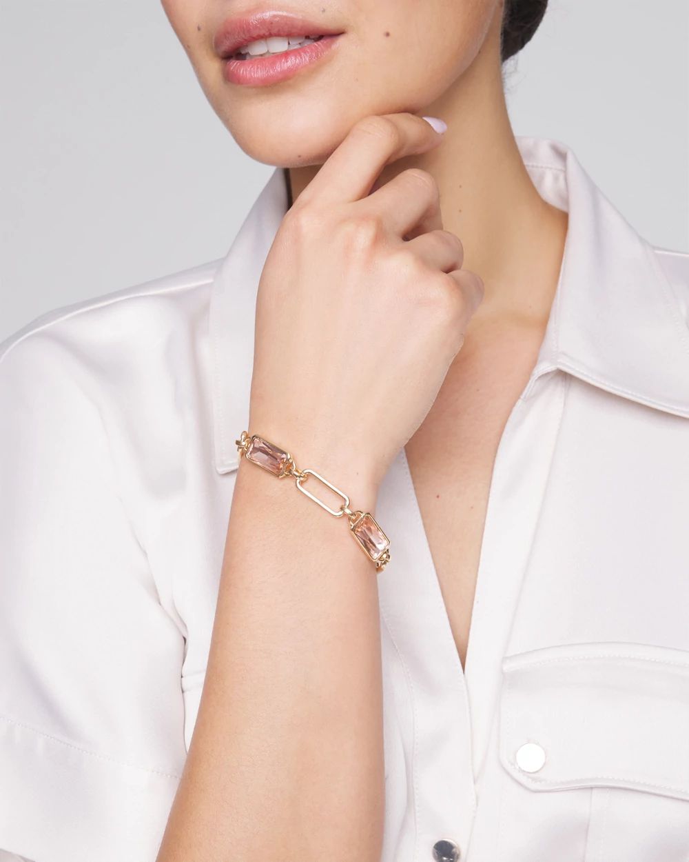 Gold Bezel Rose Crystal Magnetic Bracelet